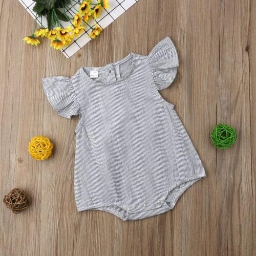 NEW Cute Girl Jumpsuits 0-18M Newborn Baby Girls Cotton Striped Romper Jumpsuit Outfit Clothes USA