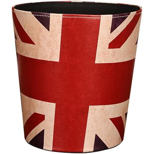 Retro printing trash can household toilet living room kitchen bedroom paper basket