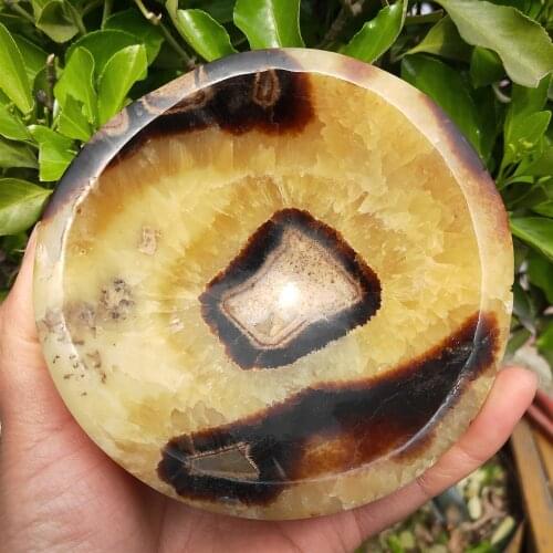 300g Quartz ashtray Natural septarium crystal bowl Ashtray septarian Gemstone tobacco jar Healing decoration