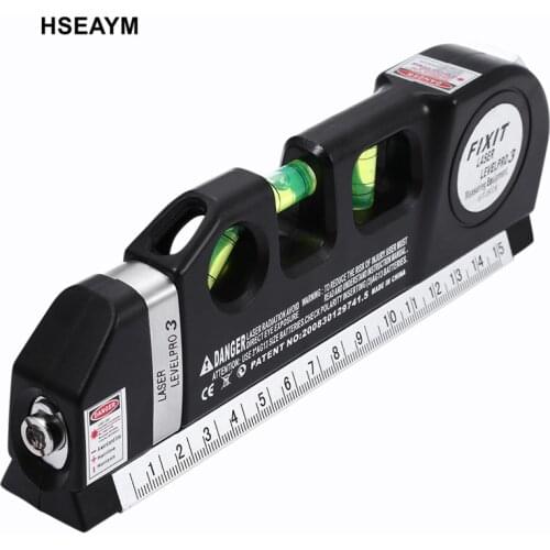Multifunction Laser Level Marking Scale with Steel Tape Measure Horizontal Vertical Cross Laser Light Line Levelling Instrument