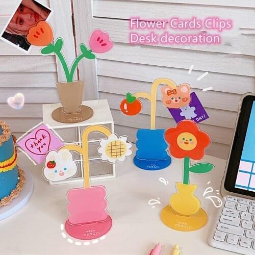 Milkjoy Kawaii Acrylic Flower Memo Clip Decorative Photo Clip Desktop Card Holders Gift School Office Stationery
