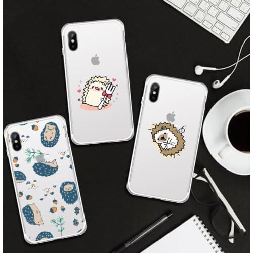 Animal lovely cartoon hedgehog Phone Case Transparent for iPhone 6 7 8 11 12 s mini pro X XS XR MAX Plus cover funda shell