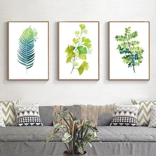 Minimalist Posters Green Botanical Leaves Nordic Pictures Modern Canvas Paintings Wall Art For Living Room Decorations