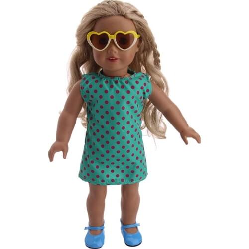 Fashion love shape sunglasses + dress fit 18 Inch Doll&43cm Doll Clothes Accessories