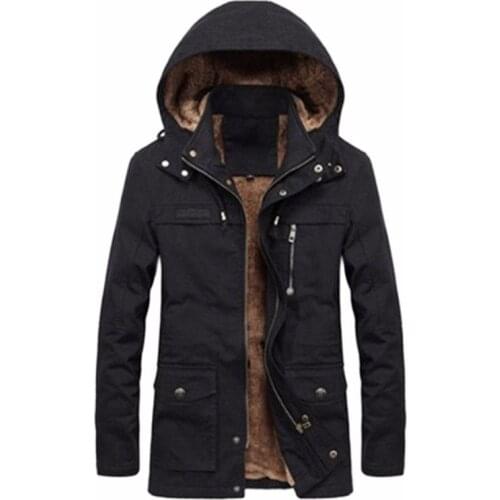 Big size M - 4XL 5XL autumn winter coat new men in addition to velvet jacket casual men washed long coat jacket jacket with hood