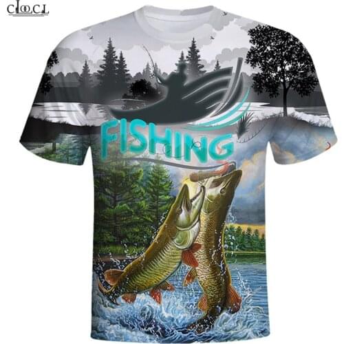 CLOOCL Animals Fishing 3D Printed Mens T Shirt Harajuku Summer Short Sleeve Street Casual Unisex T-shirt Tops Drop Shipping