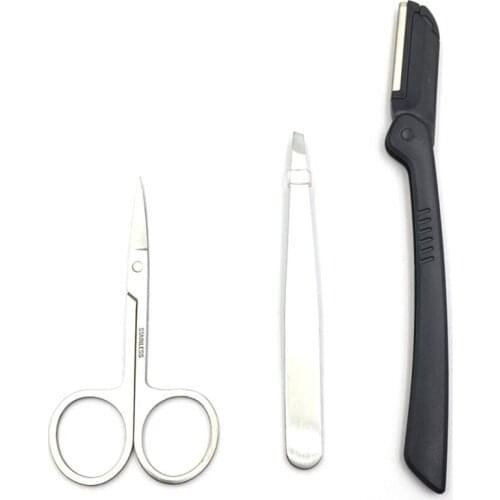 Eyebrow Trimming Tool Set Eyebrow Tweezer Eyelash Cutter Eyebrow Clipper Stainless Steel Eyebrow Makeup Scissors