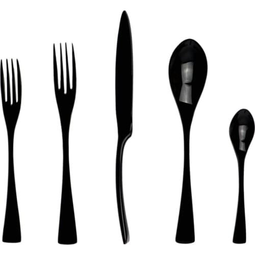 JASHII 5Pcs/Lot Black 18/10 Stainless Steel Dinnerware Black Cutlery Set Kitchen Tableware Knife Fork Teaspoon Tableware Set