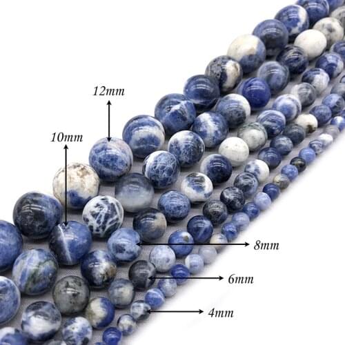 Natural Stone Loose BeadsNew Blue Sodalite Gem Ball Beads for Women Men Handmade Jewelry Making Bracelets Necklaces J201