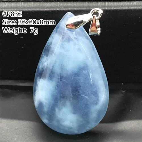 Genuine Natural Ocean Blue Aquamarine Crystal Pendant Jewelry For Woman Lady Man Crystal 32x20x8mm Beads Silver Water Drop Stone