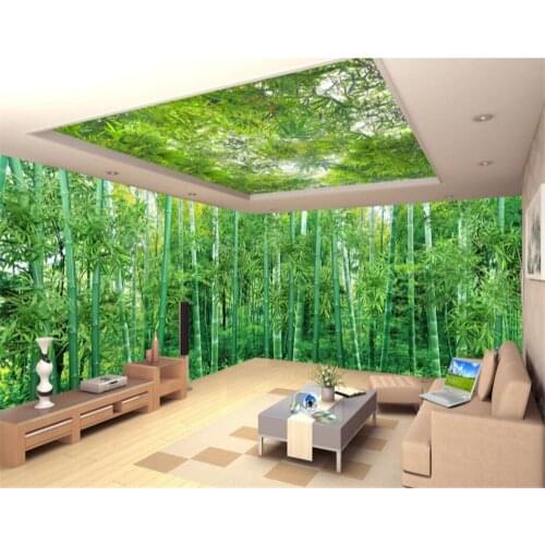 Beibehang Custom wallpaper huge panoramic natural scenery bamboo landscape painting living room TV wall decoration