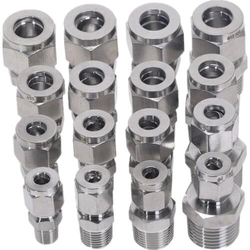 Steel Straight Conversion Adapter Fittins 304 SS Pipe Fitting Tube DSJ-M,YDF-LOK,LOK, Ferrule Connector 1/8’’ 1/4'' 3/8'' 1/2