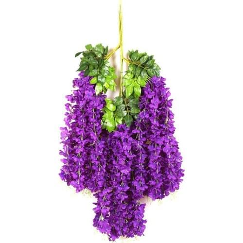 Wisteria Artificial Flower Vine Ivy Leaf Garland Silk Rose Flowers Rattan String Vine Wedding Arch Flower Home Garden Decoration