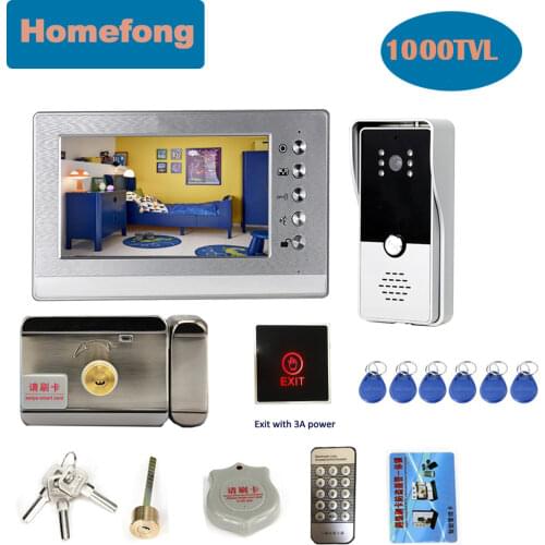 Dragonsvie Video Intercom With Lock 7 Inch Waterproof Doorbell Camera Video Door Phone Door Access Control System Unlock Night