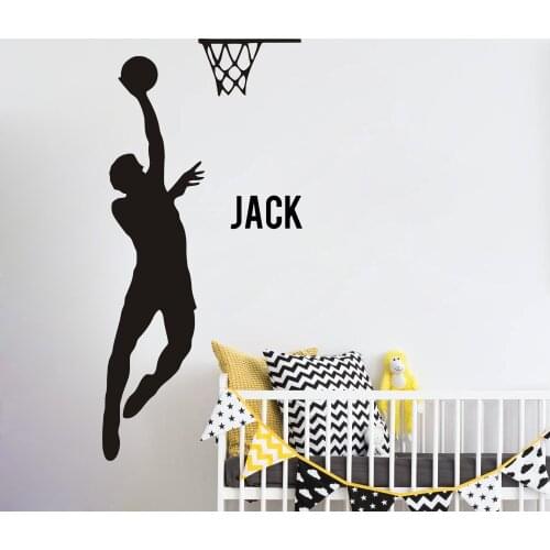 Custom Name Wall Decal Boys Basketball Dunk Sports Mural Art Poster Vinyl Childrens Room Decor B531