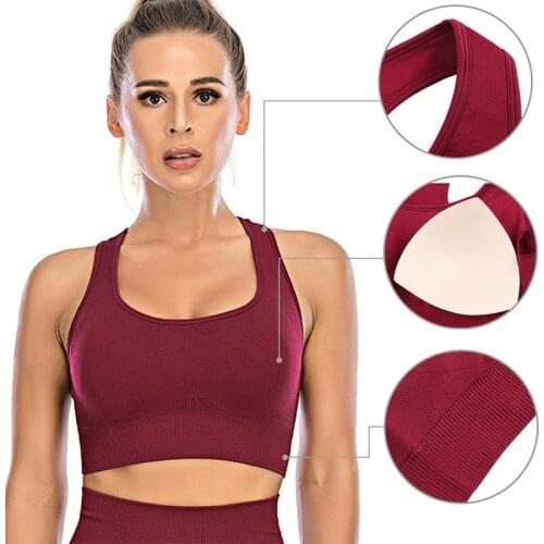 Womens Shockproof Gathered Running Yoga Bra Stretch Tight Fitness Breathable Soft Underwear Vest Sports Top