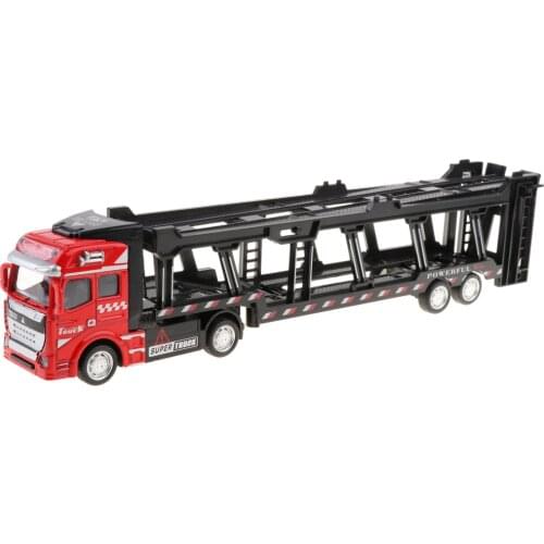 1:50 Alloy Diecast Trailer Truck Pull Back Carrier Vehicle Kids Toy Red