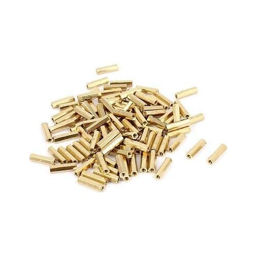 100 Pcs M2x11mm Female Thread Brass Pillar Standoff Hexagonal Spacer 11mm Length