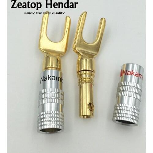 100PCS Gold Plated Nakamichi Brass Y Y U- type Screw Spade Terminal Banana Plug Speaker Cable Wire Connectors