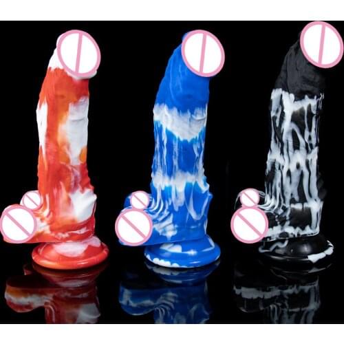 18.8cm Big Simulate Colorful Dildos Soft Silicone Penis With Strong Suction Cup Sex Toys For Woman Vaginal G-Spot Anal Butt Plug
