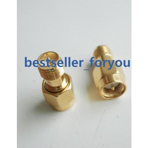 1X SMA Male Plug To RP-SMA Female Both Male Center Straight RF AdapterBrass