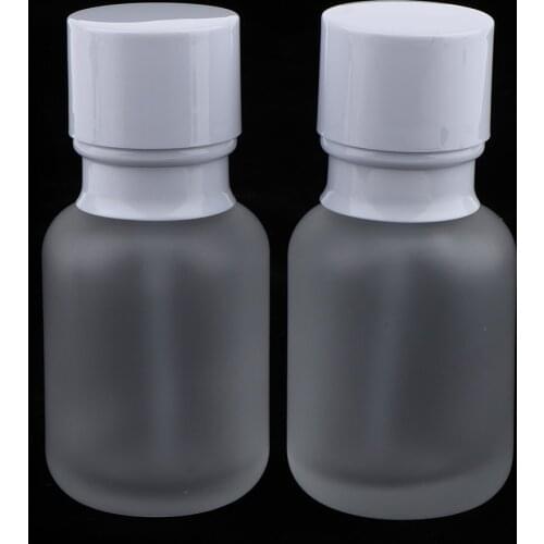 2pcs White Empty Portable Refillable Frosted Glass Vacuum Pump Bottle Vial , Travel Cream Lotion Toner Container Bottle