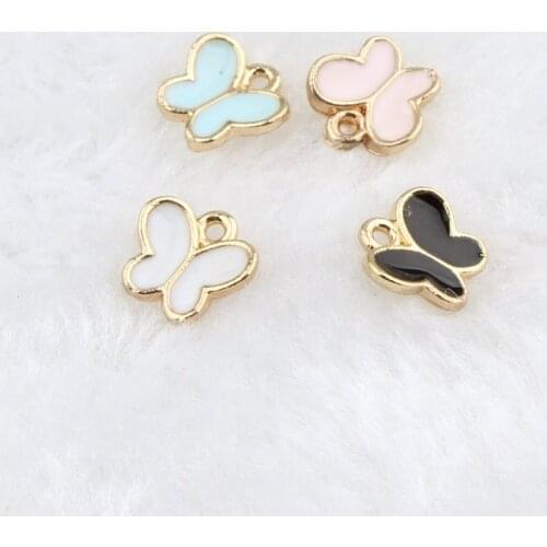 30PCS Pendant Gold Alloy Jewelry Enamel Little Butterfly Charms Dangle For DIY Jewelry Accessories