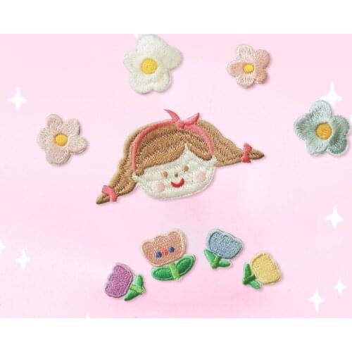 50pcs/lot Small Embroidery Patch Sticker Girl Bow Braid Flower Clothing Decoration Sewing Accessories Craft Diy Iron Applique