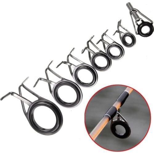 7Pcs Fishing Tools Vintage Oval Fishing Rod Eyes Guides Line Rings 5-18mm Dia Pole Repair Kit