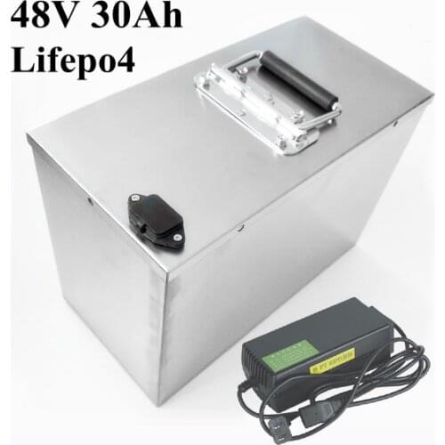 Lifepo4 48V 30Ah battery pack with waterproof steel case battery 48v 30a for 1000w 1500w motor electric tricycle fishing boat