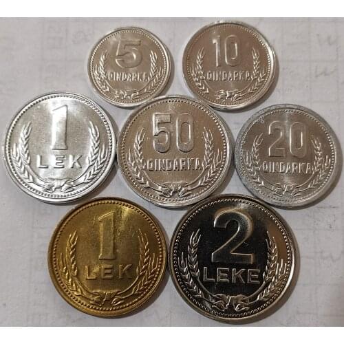 Albania 1988-1989 7 coins set large set 5 cents-2 leks Original True Real Genuine Coin European Collectible Gift Unc