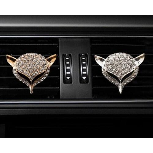 Car Styling Diamond Alloy Fox Head Large Style Air Freshener Automobile Interior Decoration Air Vent Perfume Clip Accessories