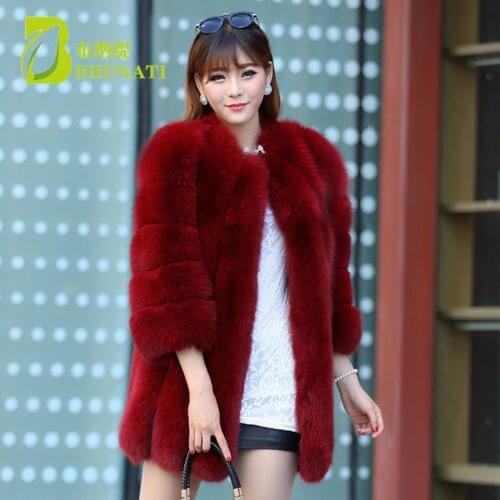 BHUNATI S-6XL Winter Luxury Faux Fox Fur Coat Slim Long Pink Red Blue Faux Fur Jacket Women Fake Fur Coats Manteau Fourrure