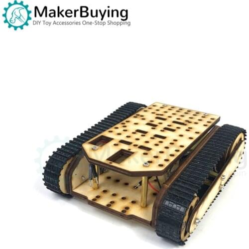 Wooden tracked tank chassis Tracking obstacle avoidance smart car Wali Maker education hands-on DIY kit