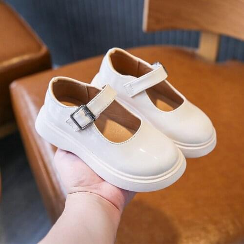 Kids Princess Leather Shoes 2021 New Autumn Girls Sweet Flats Shoes Fashion Childrens Single Shoes Black White G106