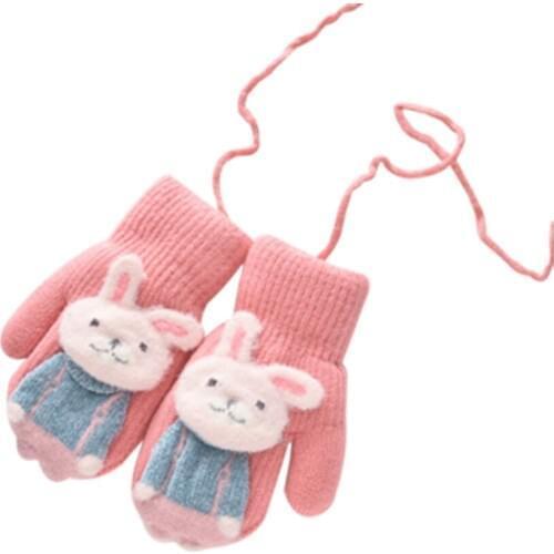 Childrens Gloves Winter Hanging Neck Boys and Girls Thickened Cartoon Stereo Infant Bag refers to plush 2-4 years old