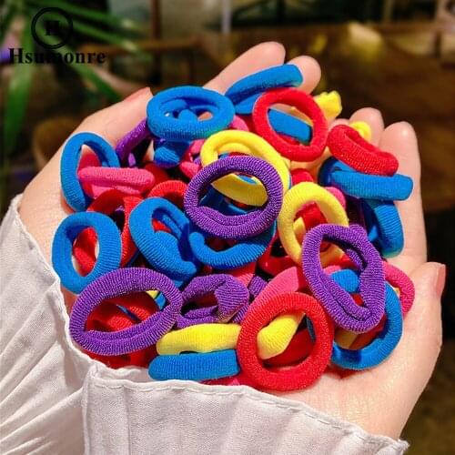 Elastic Hair Bands for Women Kids Black Hair Tie High Flexibility Colorful HairBand Teen Girl Hair Elastics Ties Pack of 100PCS