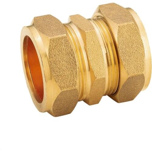 Fit 6/8/10/12/14/15/16/18/22/25/35/42/54mm Tube OD Brass Compression Union Pipe Fitting Connector with Copper Ferrule Ring