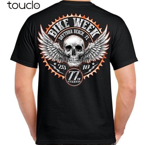 Famous Design Summer New Print Man 100% Cotton Fashion T Shirt Biker Week Biker Tattoo Skull Motorcycle Tee Shirt