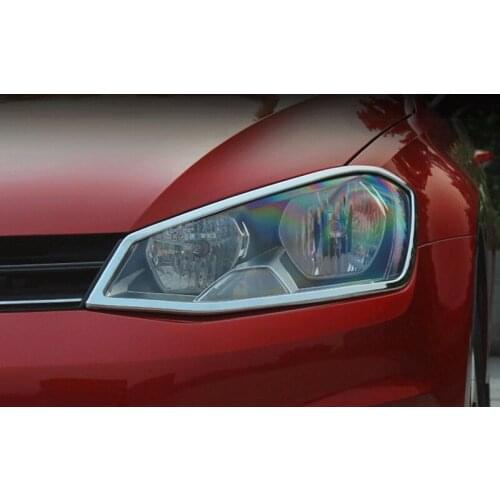 Chromed ABS Plastic 2PCS Front Head Light Lamp Cover Protector Trim For Volkswagen VW Golf 7 MK7 2013 14 15