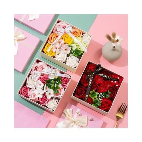 Artificial Rose Soap Bouquet Wedding Valentine Day Gift Box Creative Design Artificial Rose Soap Lovely Gift Box