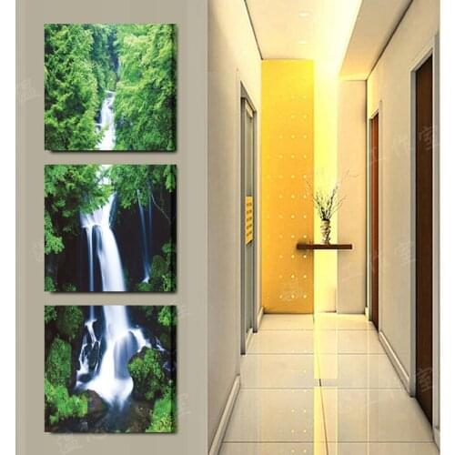 Ccanvas Painting Printed Painting modern home decorative Waterfall Painting on canvas 3 Panel Wall art With Framed W0214