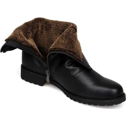 Mens Winter Warm Fur Lining Snow Boots Genuine Leather Safety Shoes Fashion Pleated Mid Calf Military Combat Boots Shoes