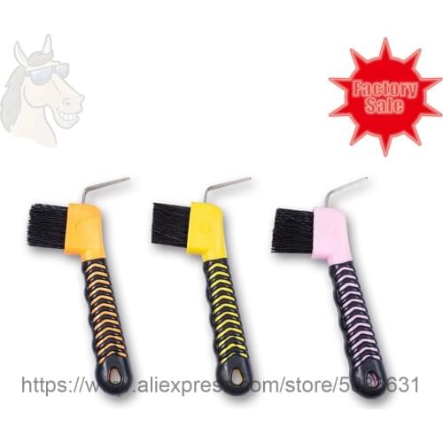 6 1004 Soft grip hoof pick with brush plastic handle horse grooming kits horse hoof care economic brush factory direct sale