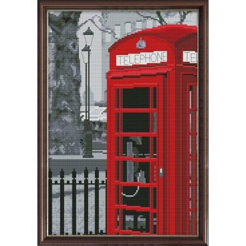 Telephone Booth cross stitch kit aida 14ct 11ct count print canvas cross stitches needlework embroidery DIY handmade