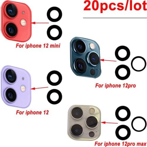 10set Rear Back Camera Lens For iPhone 12 mini Pro max Glass Cover with 3M Sticker Adhesive Replacement Parts