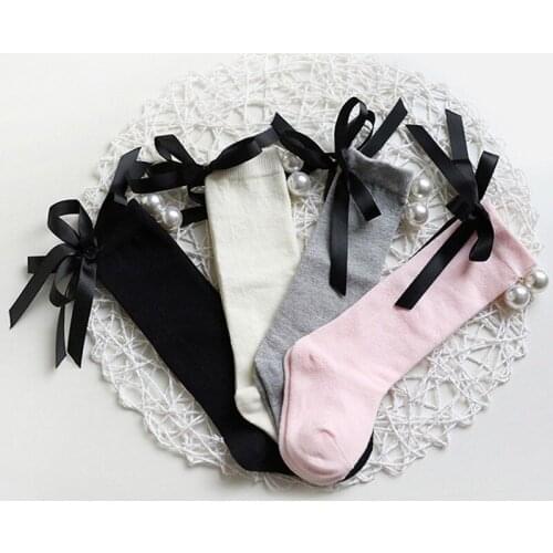 Infant Baby Kid Girl Bowknot Pearl Stocking Solid Cotton Pantyhose Stockings 2020 Autumn Winter Princess Warm Tights Sets 0-7Y