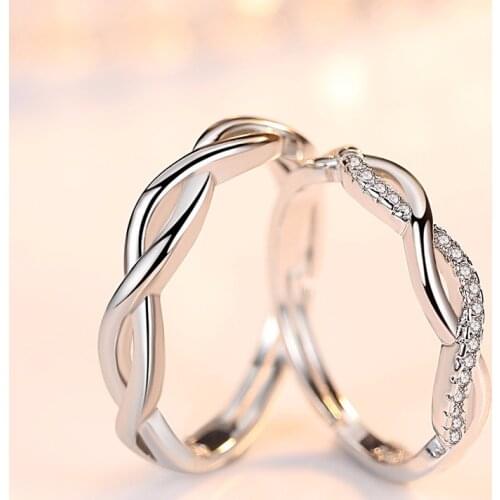 Couple Wedding Rings Zircon Wave Rings For Men Women Gift