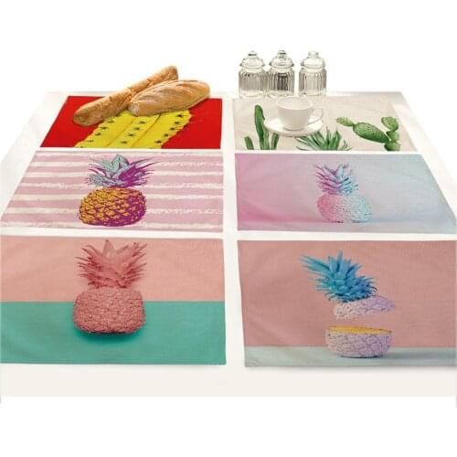 Pink Pineapple Cactus Printed Drink Coasters Dinner Table Mat Flower Design Kitchen Decoration Accessories Mantel Individual