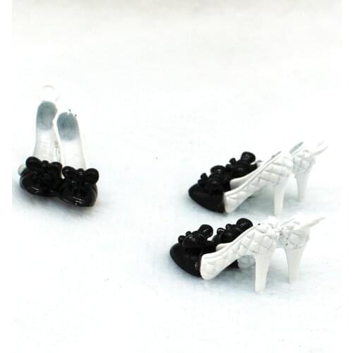 6pcs/set Three-dimensional high heels Enamel clothing imitation pearl bag drip oil accessories Black and white suit Charms XL484